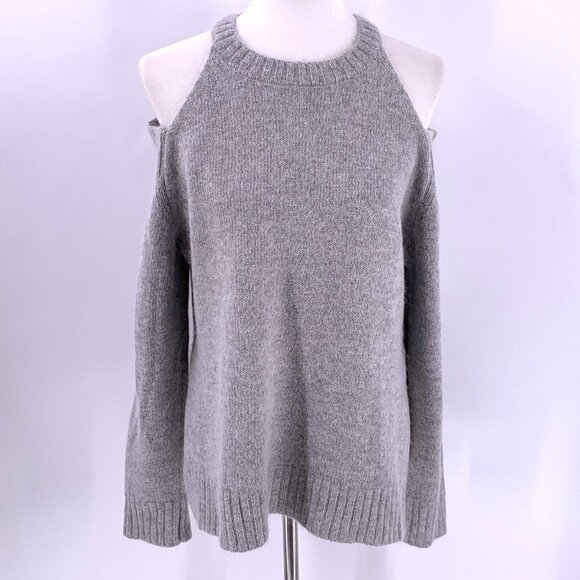 J.O.A. Gray Angora Blend Cold Shoulder Sweater Size Medium - Picture 3 of 7
